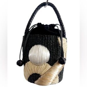 ARANA’Z Raffi & Straw, Leather, Mini Bucket Bag 8” x 8” LIKE NEW!